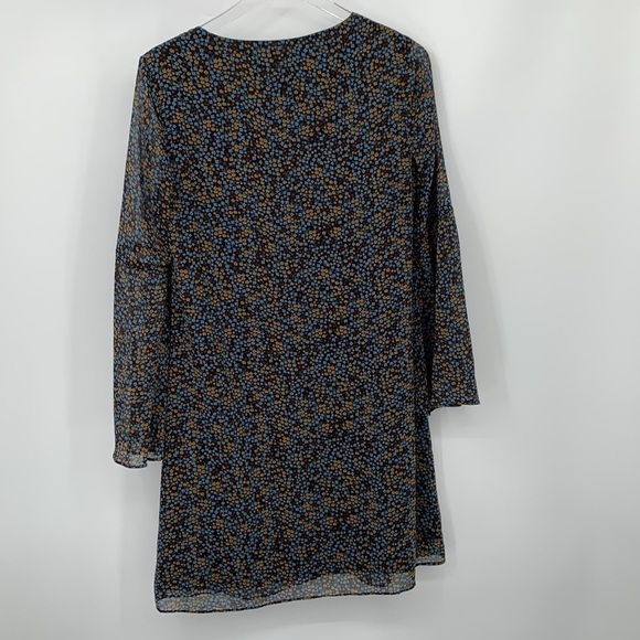 Cabi Poise flutter sleeve shift dress mini floral chiffon black blue v-neck S - Picture 4 of 5